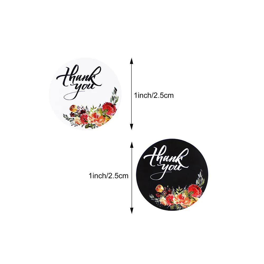 

500pcs/roll Stickers Gift Seal Labels Thank You Flower Plant Design Scrapbooking For Package Material Shopping Party Decor