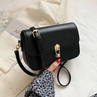 vintage simple solid color pu leather flap crossbody messenger bags for women 2021 winter new designer travel shoulder handbags