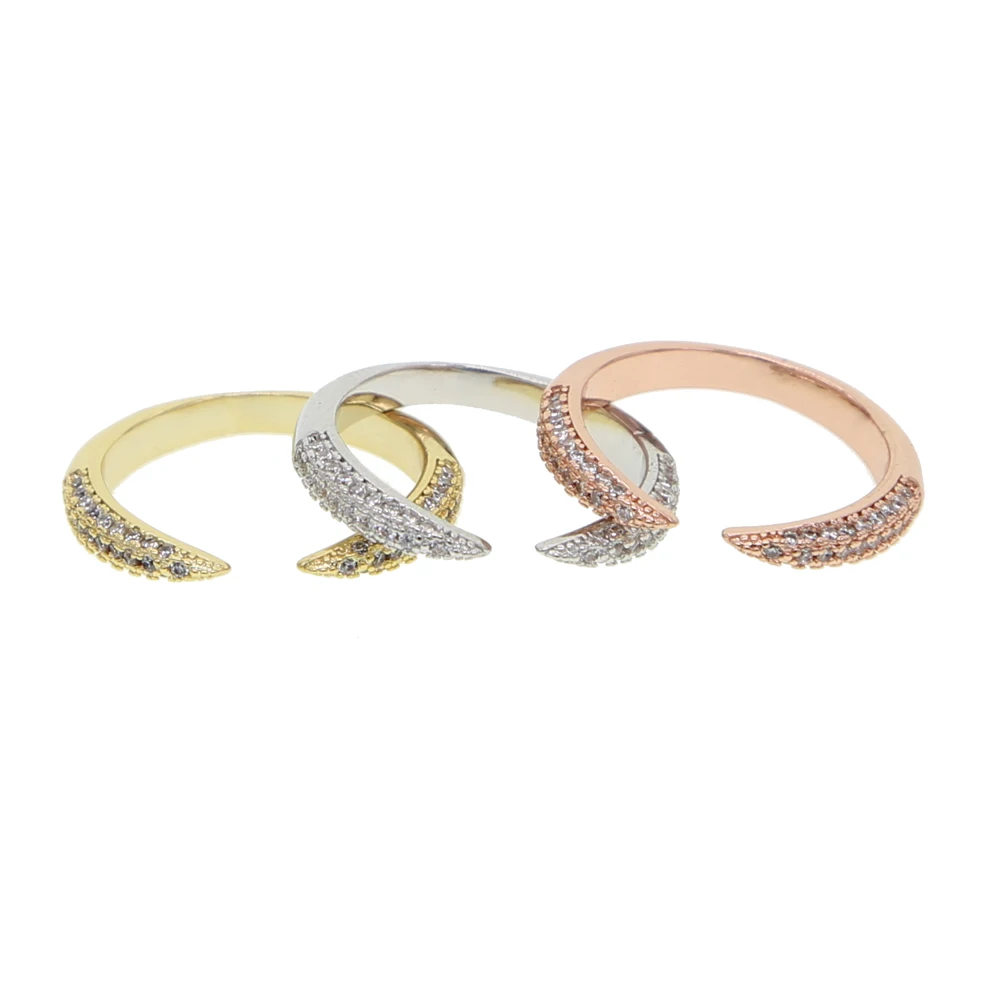 Стек штабелируемое кольцо Простые открытые Регулируемые кольца микро паве