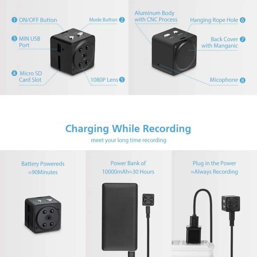 

HD 1080P Mini Camera DVR Camcorder Infrared Night Vision Motion Detection Sport Camera Micro Cop Pocket Cam Pk sq11 sq13 sq23