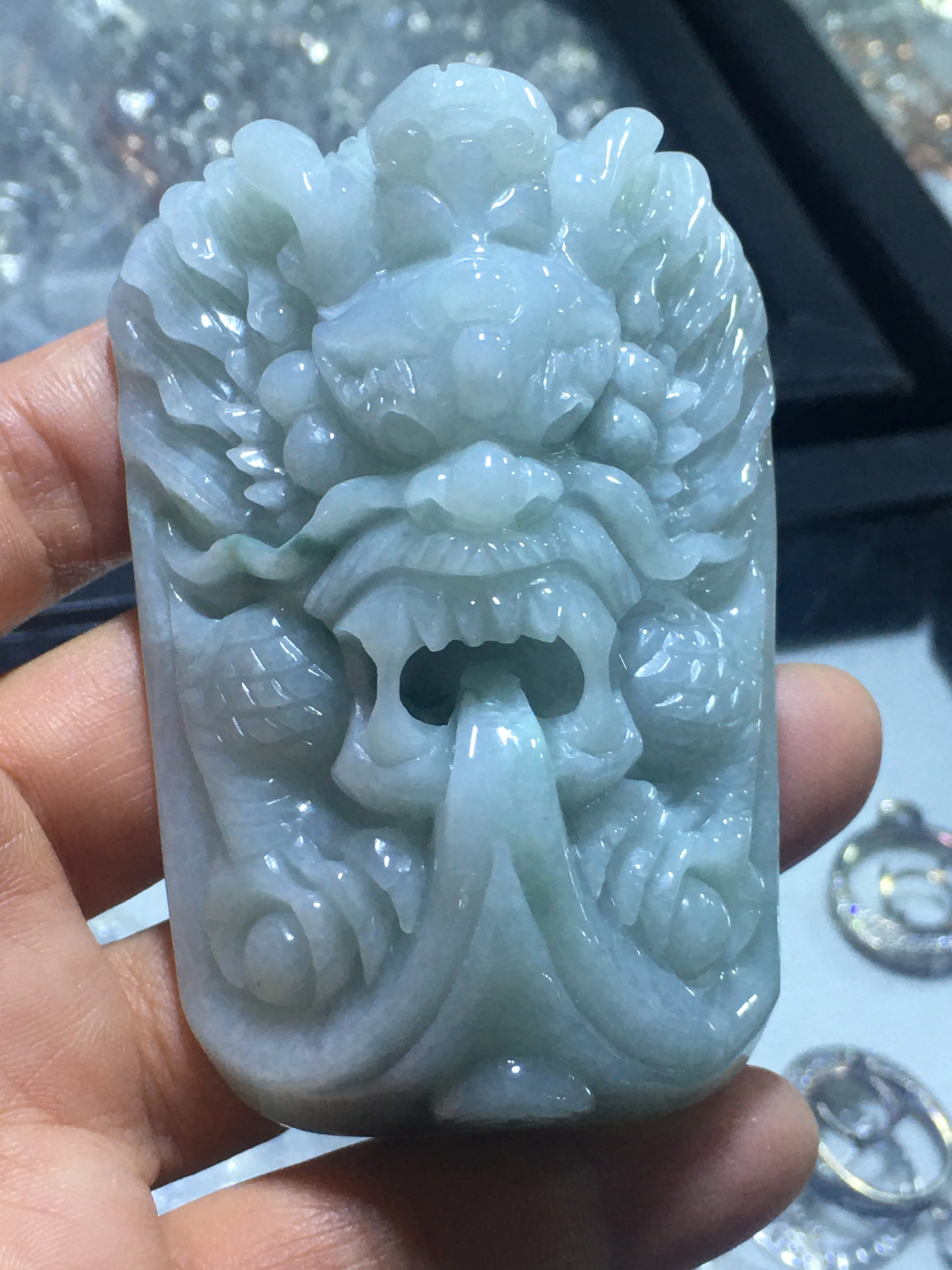

Natural Myanmar jade A HandCarved dragon green jade pendant jade necklace pendants jewelry jade necklaces woman