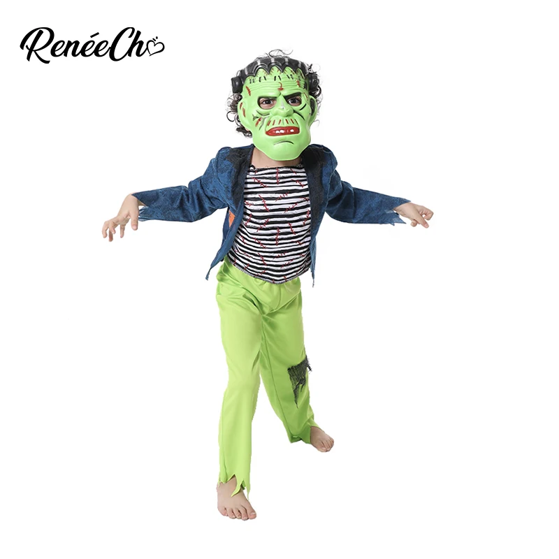 Детский костюм-монстр для мальчиков зеленая маска штаны Хэллоуин |