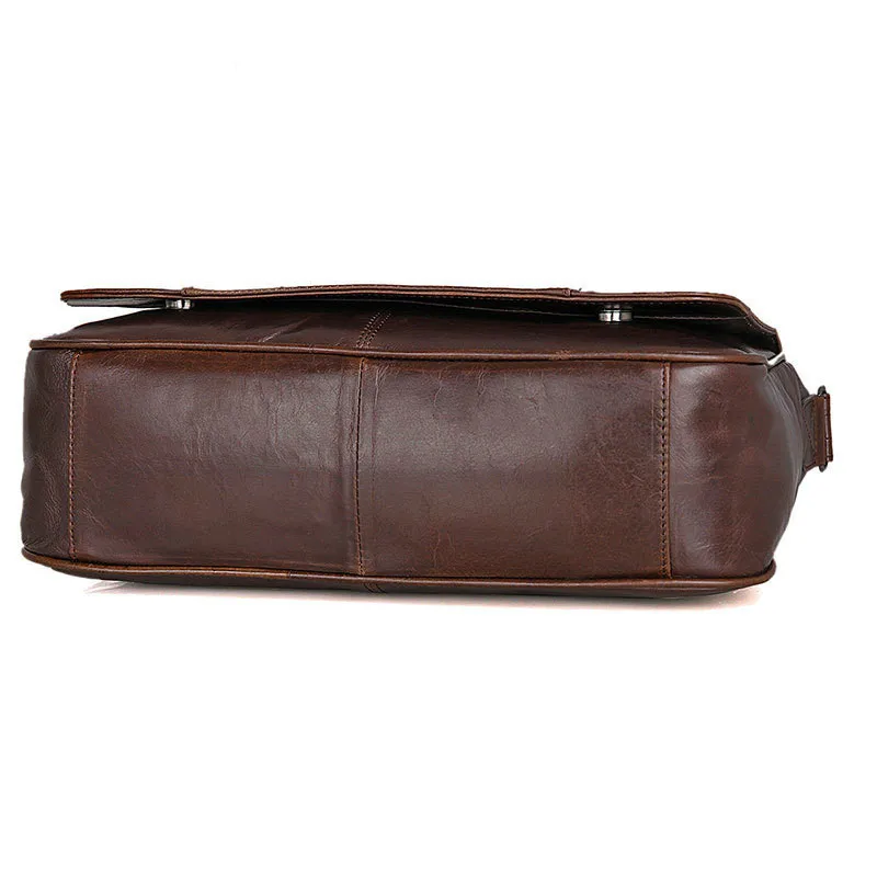 GO-LUCK Brand Top-grade Genuine Leather Men Messenger Bag Men's Crossbody Shoulder Bags Male Cowhide 13' Laptop Computer Pack