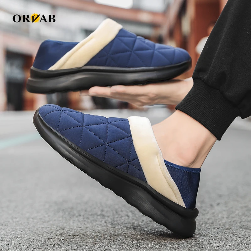 

Slippers Men Winter Keep Warm House Slippers Men Waterproof Soft Comfortable Fashion Designer Slippers Men Lazy Shoes