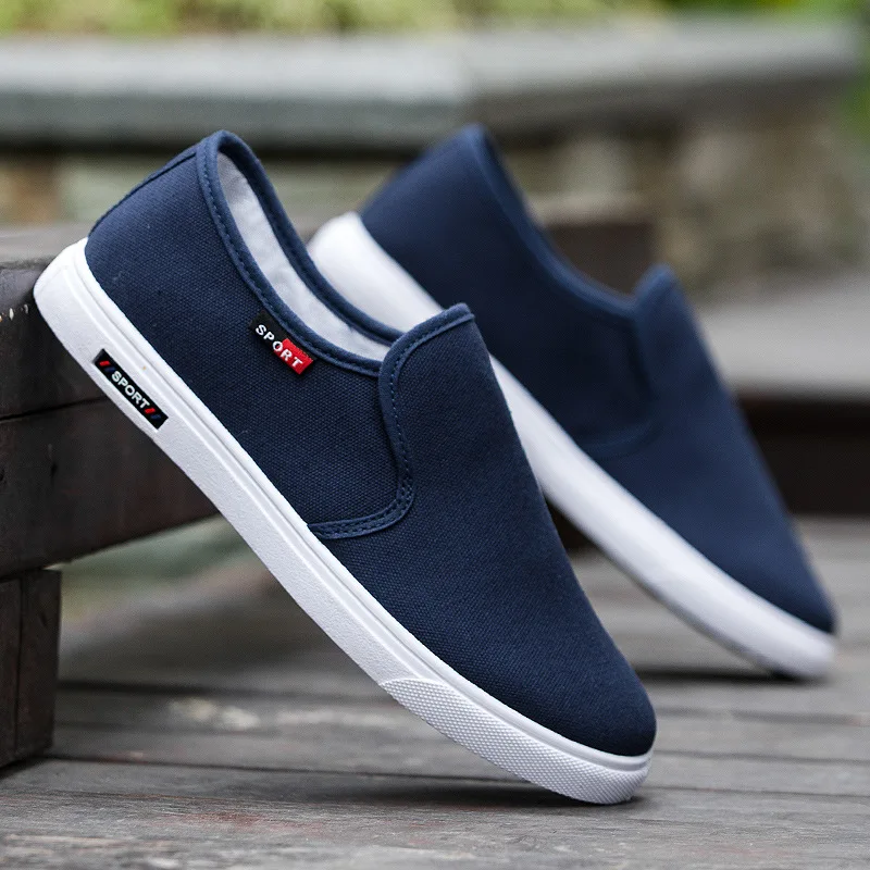 Мужские парусиновые туфли белые удобные повседневные лоферы легкие слипоны на