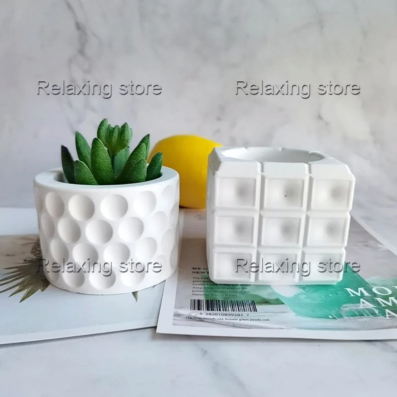 

Round Dot Concrete Planter Molds Square Silicone Flower Pot Molds Cement Plants Pot Plaster Storage Box Epoxy Resin Mould