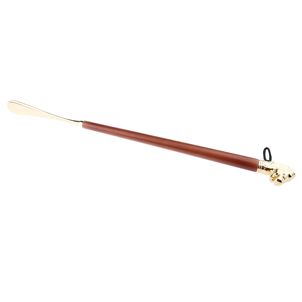 Shoe Horn 58cm Retro Durable Lion Head Long Metal Shoehorn Brown Wood Handled Shoe Lifter Spoon 58cm