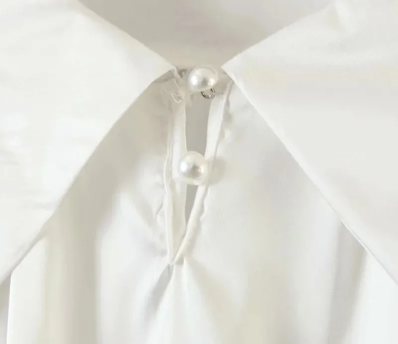 Блузка Женская атласная с цветочной вышивкой длинным рукавом-фонариком и