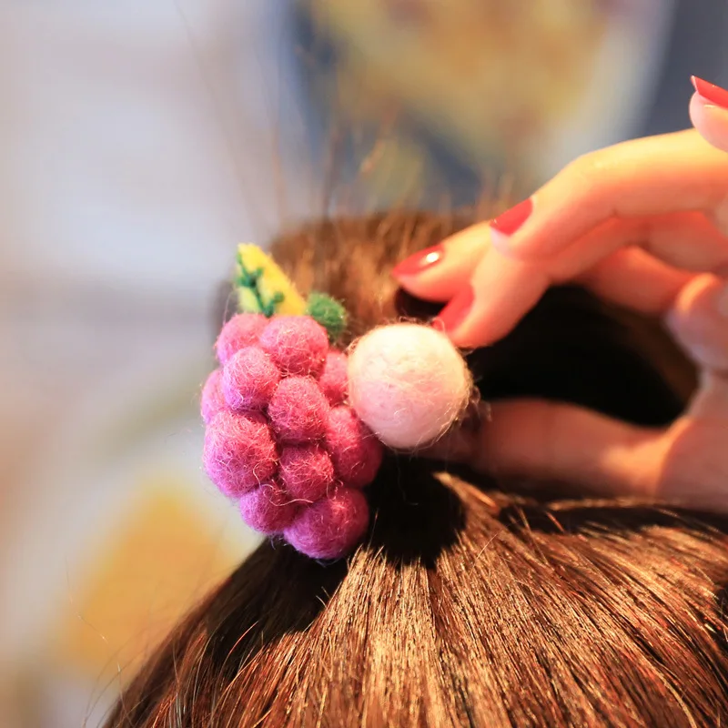 Милая мультяшная резинка для волос с фруктами эластичная шерстяная детский