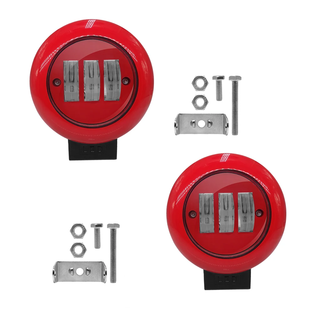 Round 2Pcs Круглый квадратный красный светодиодный светильник 12 В для автомобиля 4WD ATV SUV UTV Trucks 4x4 внедорожный мотоцикл Авто Рабочий светильник для вождения s светодиодный бар - Цвет: Round 2Pcs