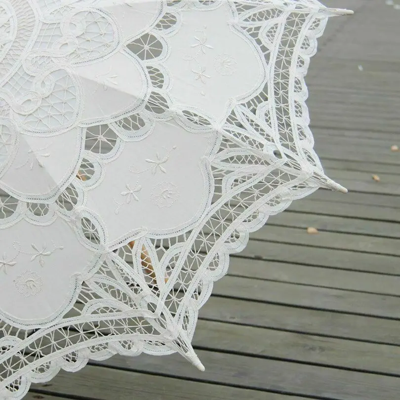 Элегантный бежевый кружевной зонт деревянный реквизит для фотосъемки милые Азия