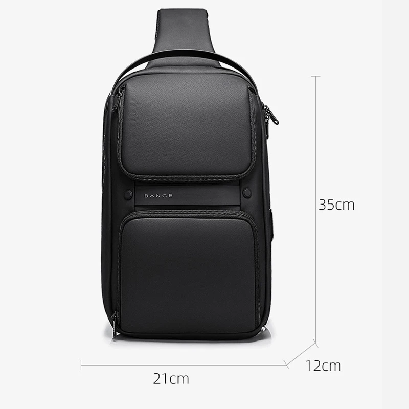 

BANGE Chest Bag Men Single Shoulder USB Charging Cross body Multifunction Waterproof Short Trip Anti theft Bags