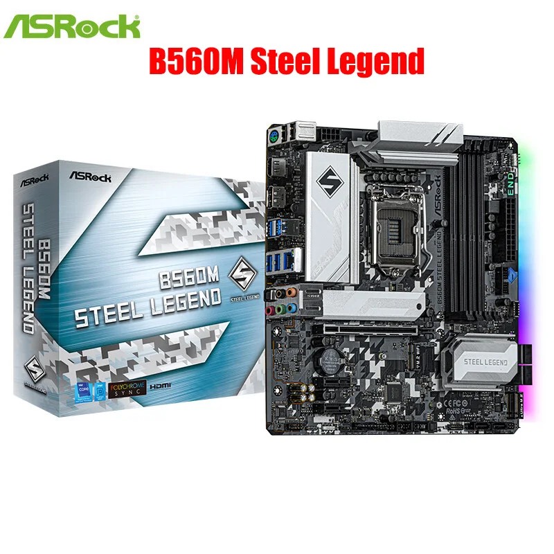 

Original ASRock B560M Steel Legend mATX Motherboard Support CPU 11400/11500/11400F/11700 (Intel B560/LGA 1200) Desktop PC DIY