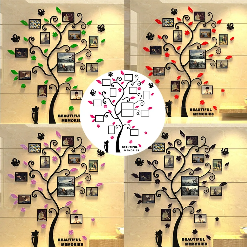 

3d Diy Kitten Photo Frame Tree Pvc Wall Decal Family Sticker Durable And Solid Mural Art Home Room Delicate Decor On The Wall