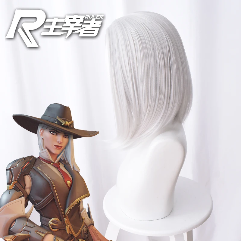 

Overwatch Ashe 3 SEVEN-POINT SCALP silver white Cosplay WIG Cosplay hairwear Wig+Wig Cap