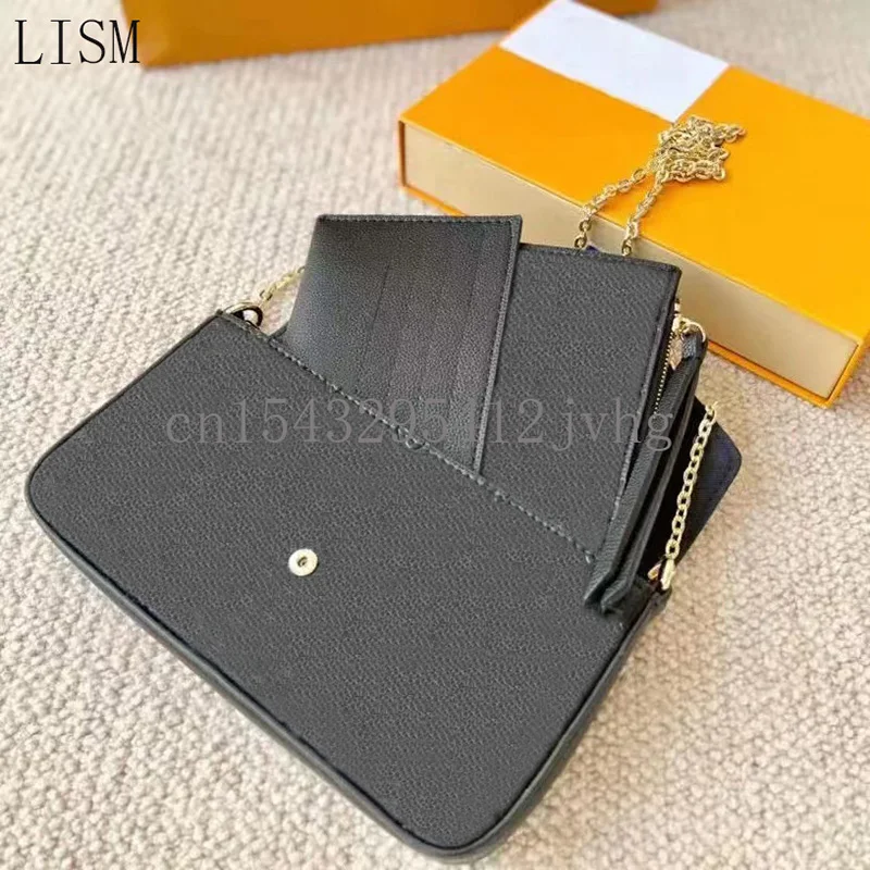 

Модная женская сумка из трех предметов, сумка на цепочке через плечо, сумка-мессенджер, женский клатч высокого качества