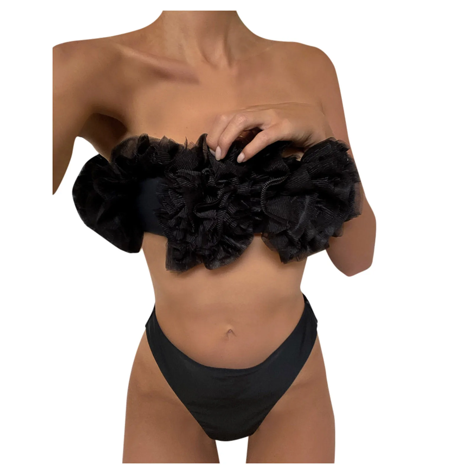 Пикантная пляжная одежда Женский сетчатый купальник-бикини с закрытой грудью