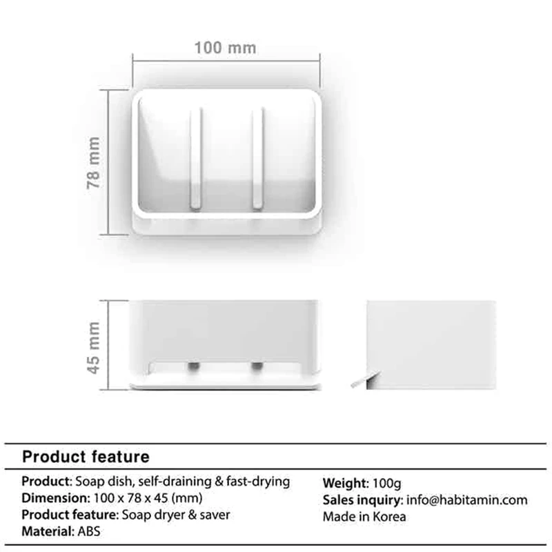 

Soap Mate Slanted Soap Dishes With Self-Draining & Drying 2 Suction Cup Soap Rack for Kitchen Bathroom Household Fast Delivery