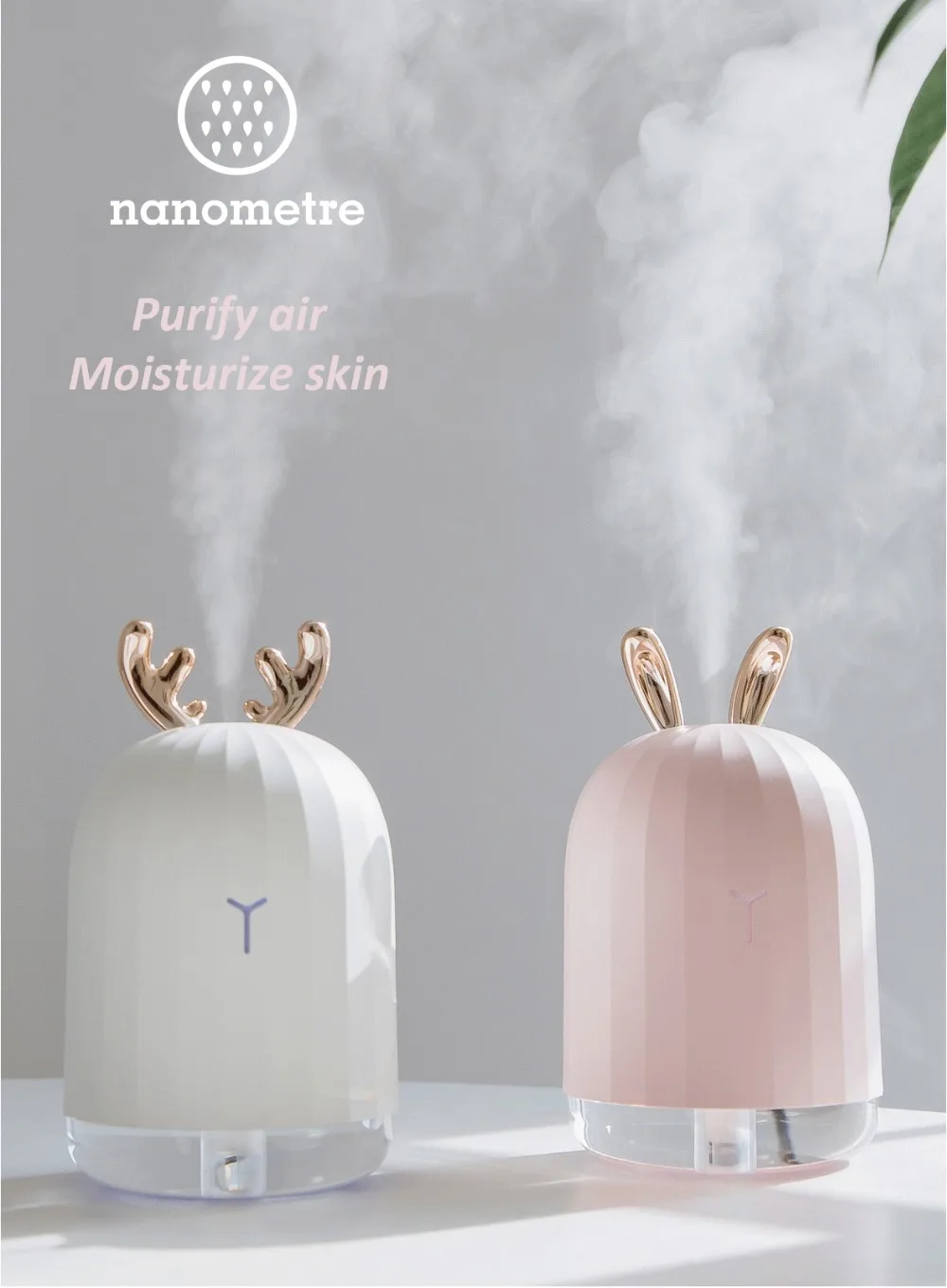 USB Deer Air Humidifier Ultrasonic Cool Mist Adorable Mini Humidifier With LED Light Car Aromatherapy Essential Oil Diffuser