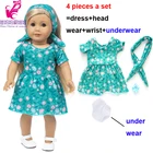 18-дюймовая кукла американского поколения, одежда для девочек, платье с цветами, головной убор, наручное нижнее белье, 17-дюймовое детское Кукольное платье
