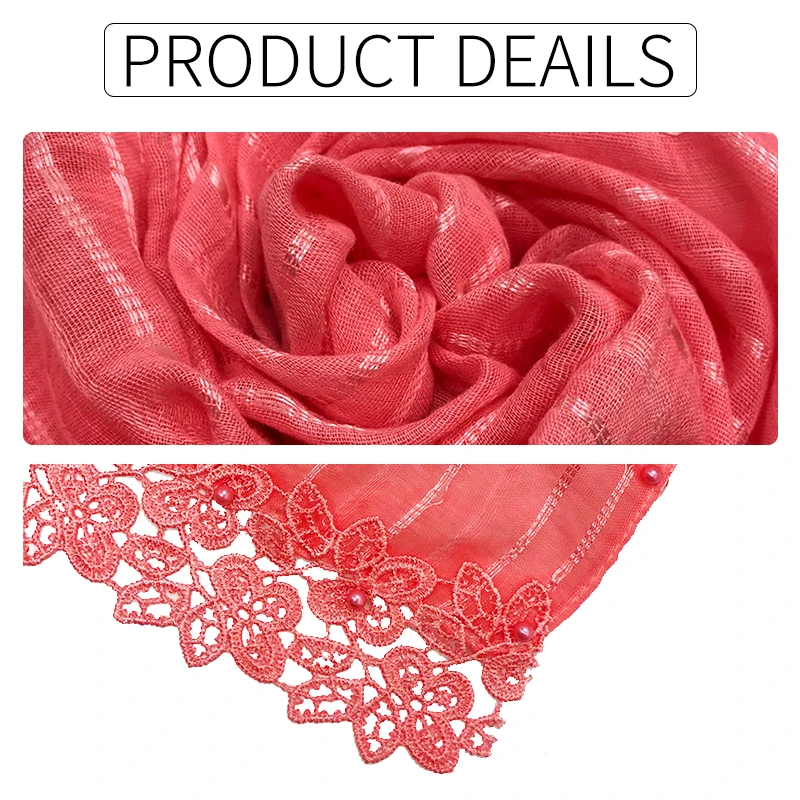 Новинка Обувь с вышивкой и цветочным принтом для девочек хиджаб шарф Жемчуг