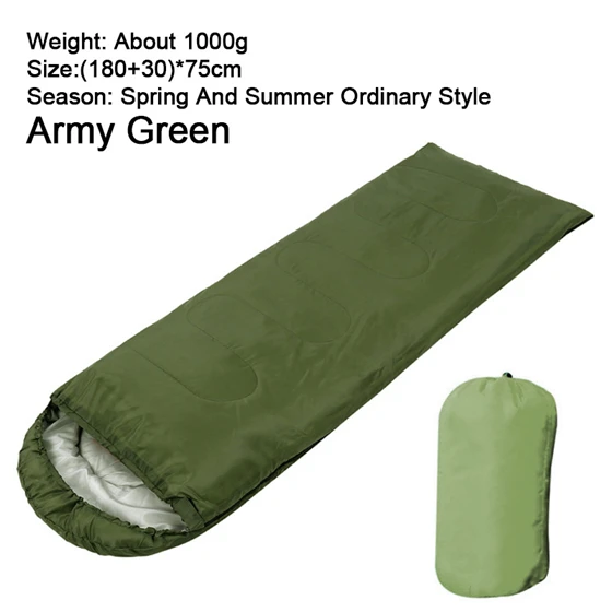 170T Army Green 1KG WEST BIKING, 4 сезона, спальный мешок для кемпинга, легкий теплый и холодный конверт, альпинистский спальный мешок для путешествий на открытом воздухе, пеших прогулок - Цвет: 170T Army Green 1KG