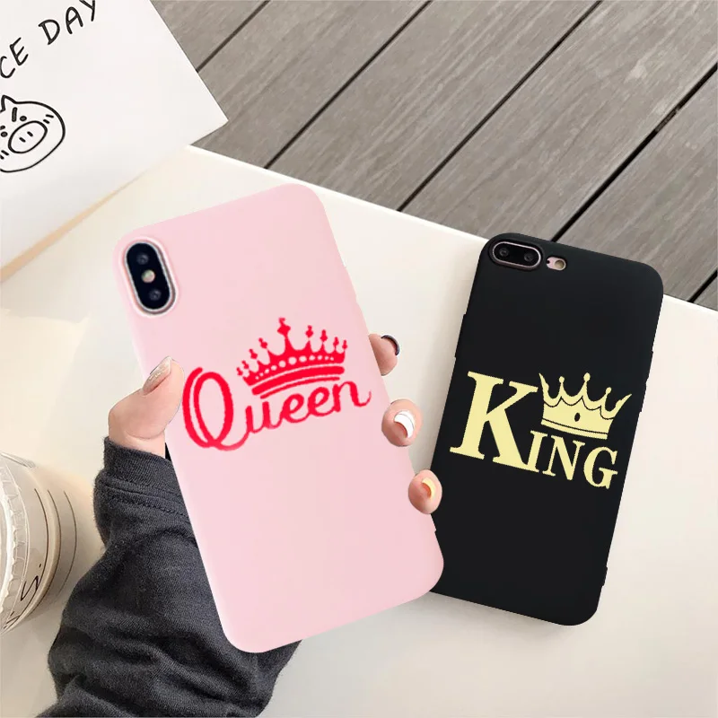 GYKZ мультяшная корона король королева пара чехол для iPhone XS MAX X XR 7 8 6 6s Plus буква