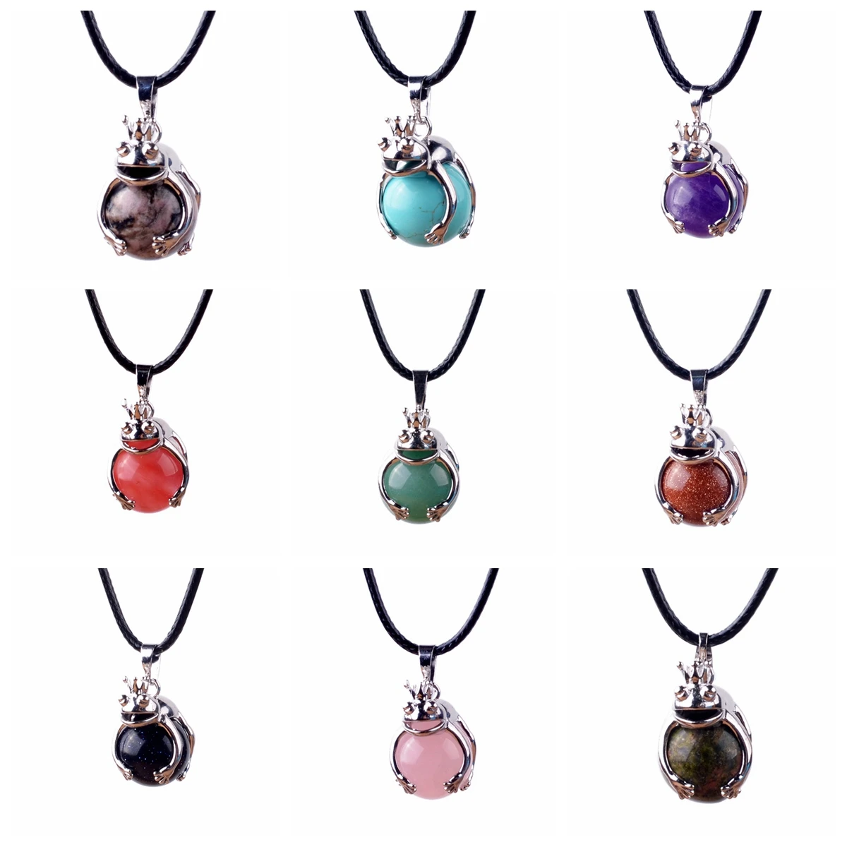 JOYA подарок женский серебряный кулон лягушка ожерелье чакры 16 мм хрустальные шары