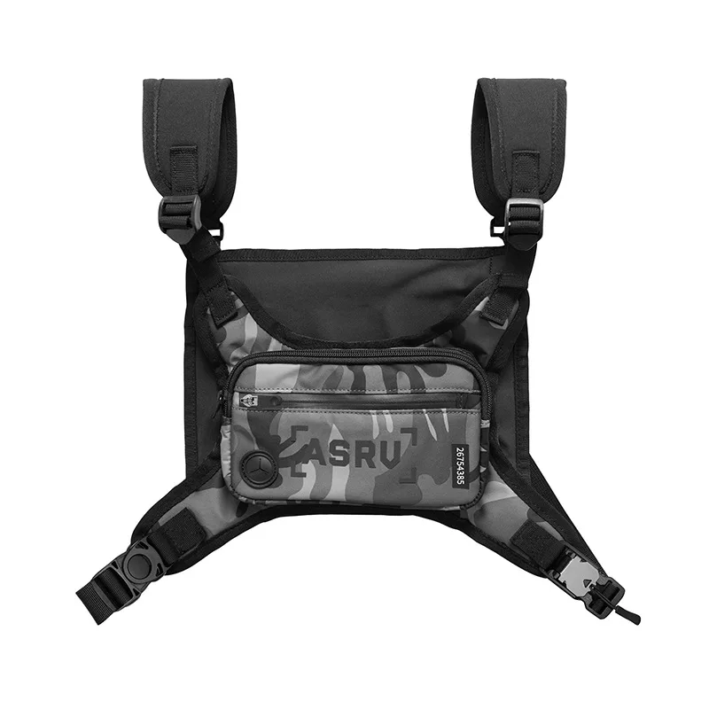 

Tactical Chest Pocket Men's PU Leather Nylon Waterproof Net Pocket Multi-Pocket Night Reflective Outdoor Sports Backpack