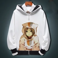 japanese anime xia mu you ren zhang cosplay hoodie zipper coat plush thickened cat teacher clothes print fashion hooded sweater