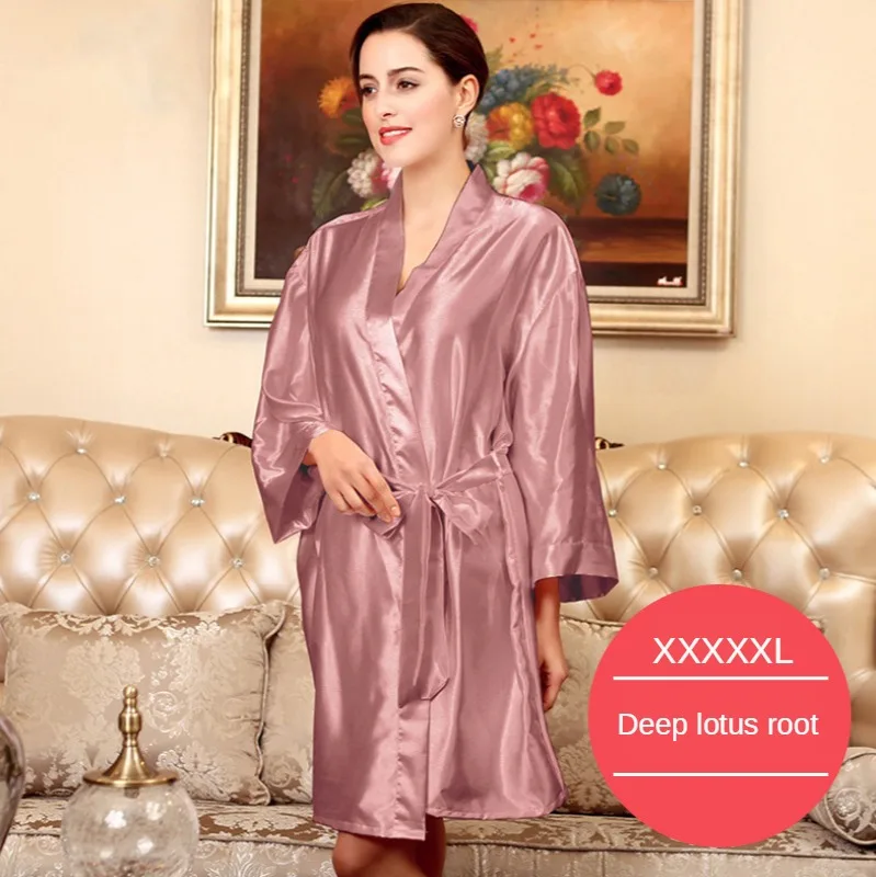 Женский халат женский длинный черный летний Атласный для отдыха Женская