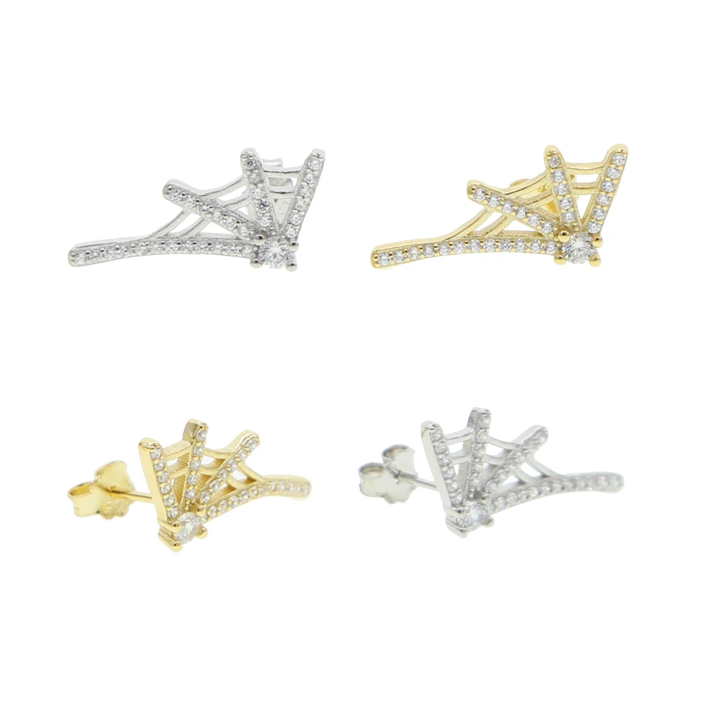 100% 925 пробы серебро рисунок паутины серьги-стержни micro pave 5A фианит сверкающие
