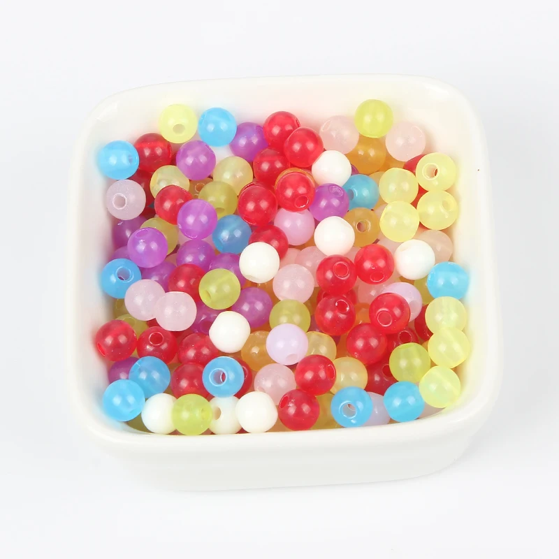 200 шт. разноцветные акриловые бусины желейного цвета для ювелирных изделий