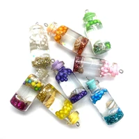 glass ball pendant cylinder drink bottle candy small conch transparent wishing bottles jewelry making diy necklace accessories