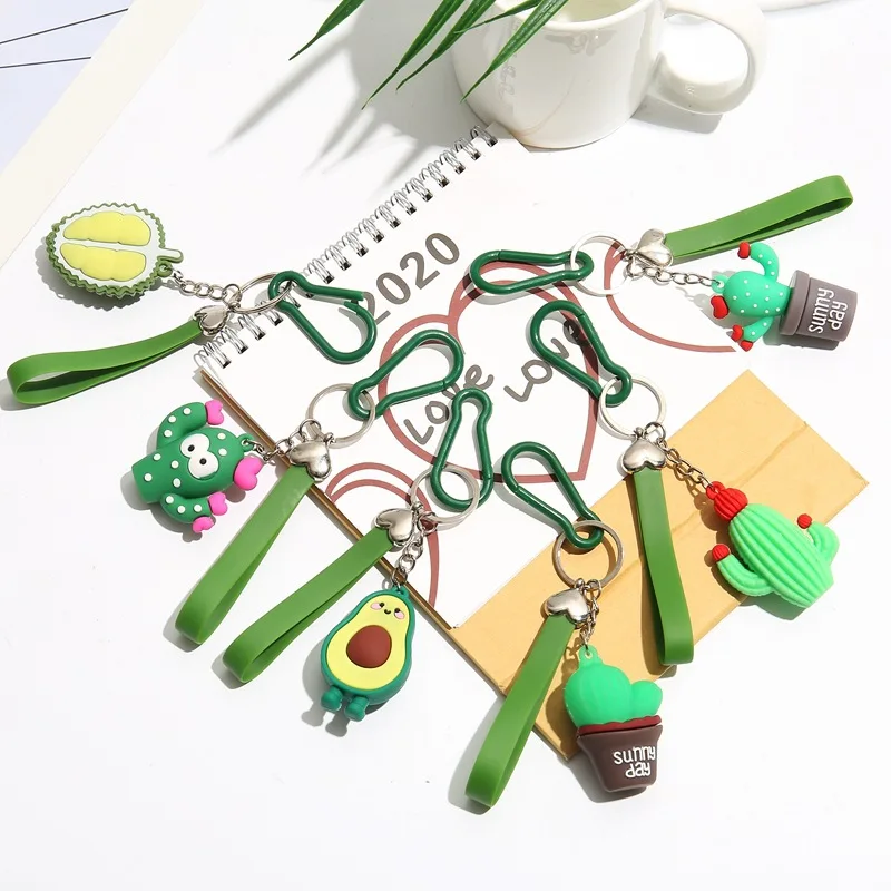 

Cactus Avocado Durian Keychain for Women Soft Glue Plant Key Chains Bag Wallet Pendant 2021 New Gifts Fashion Jewelry Wholesale