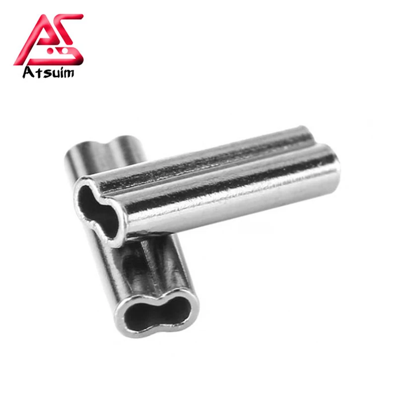 

100Pcs Stainless Steel Double Oval Pipe Fishing Line Crimping Sleeves Tube Connector Wire Tube Fishing Accessories