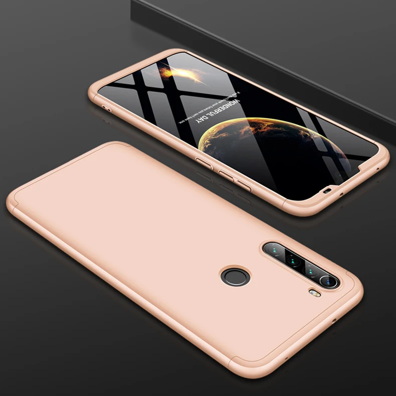 Чехол GKK для Xiaomi Redmi Note 8 Pro 8T чехол 360 полная защита тонкий защитный жесткий матовый чехол для Redmi Note 8 Pro Чехол - Цвет: Gold