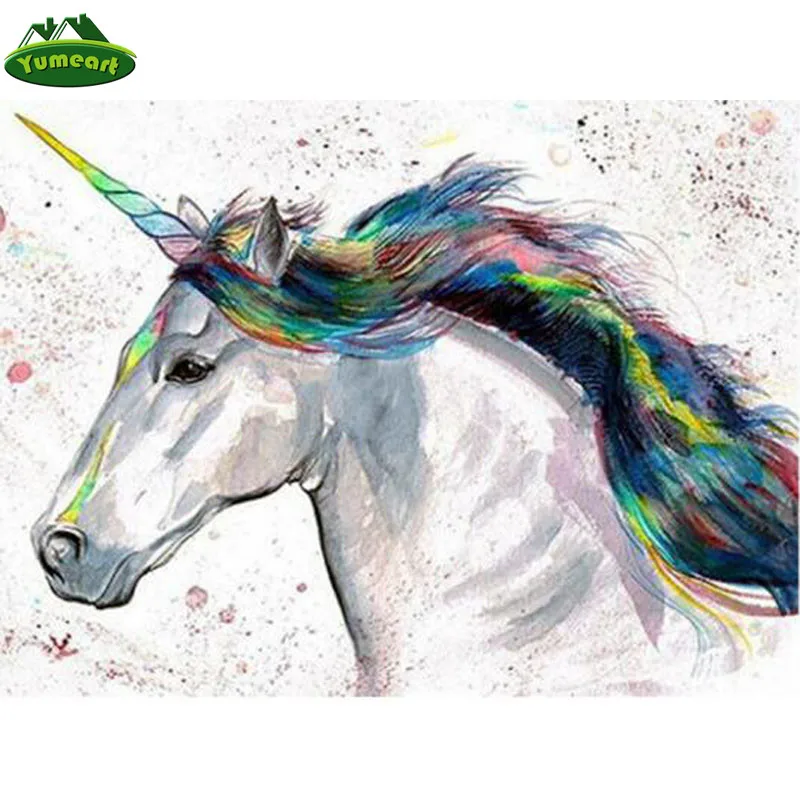 YUMEART рукоделие Алмазная вышивка Единорог мозаика крестиком полностью Квадратный