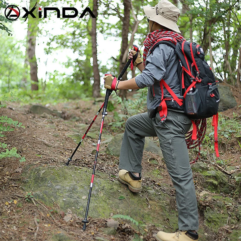 

XINDA Walking Stick Hiking Running Nordic Walking Pole Folding Trekking Poles Carbon Fiber Ultralight Quick Lock