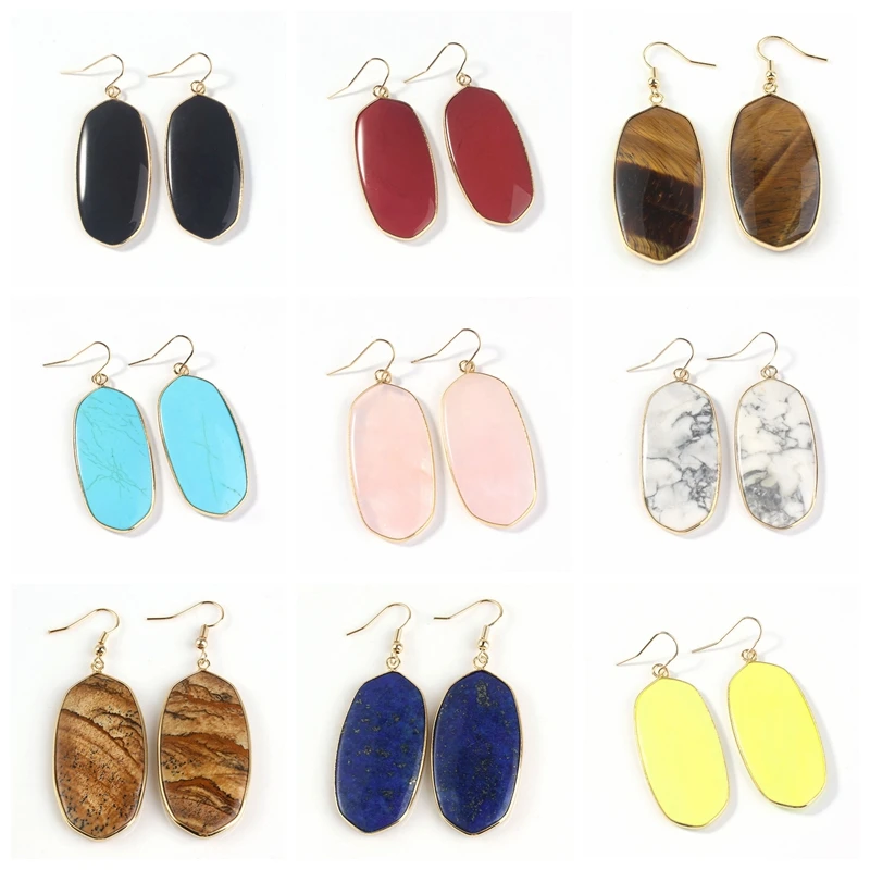 

Elegant Gold Color Dangle Hook Earrings Designer Earrings for Women Luxury Quartz Stone Earrings for Female Wedding Accessaries