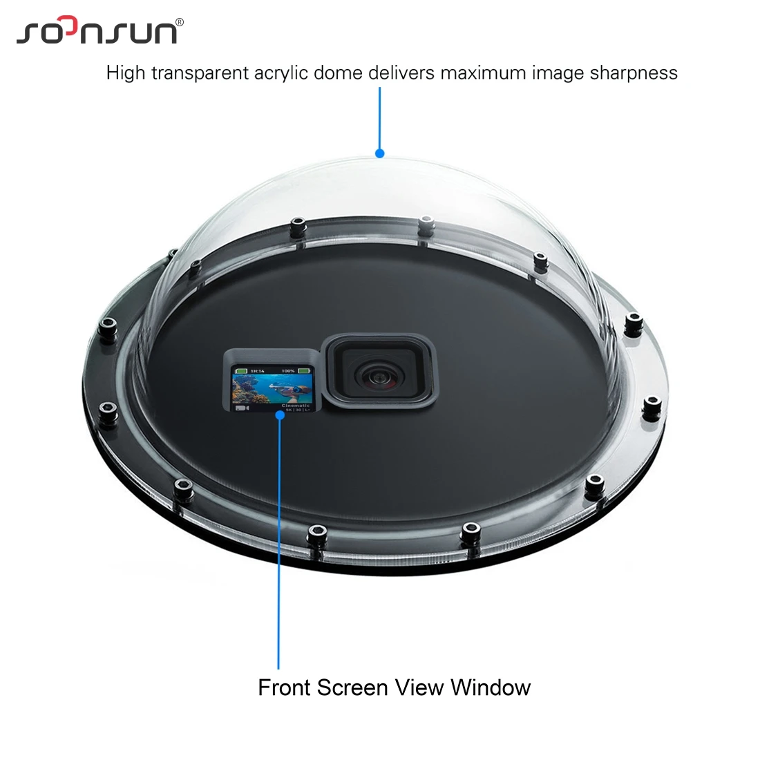 SOONSUN 45 м водонепроницаемый чехол для объектива с купольным портом дайвинга
