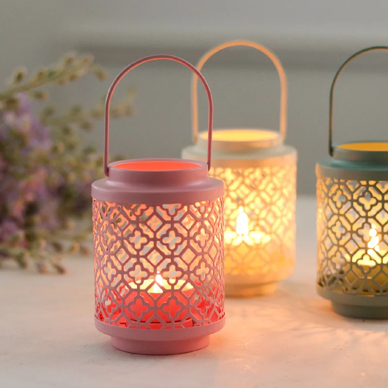 

Faroot Home Office Decorative Candle Holders Hollow Out Design with Handles Portable Iron Art Lantern Style