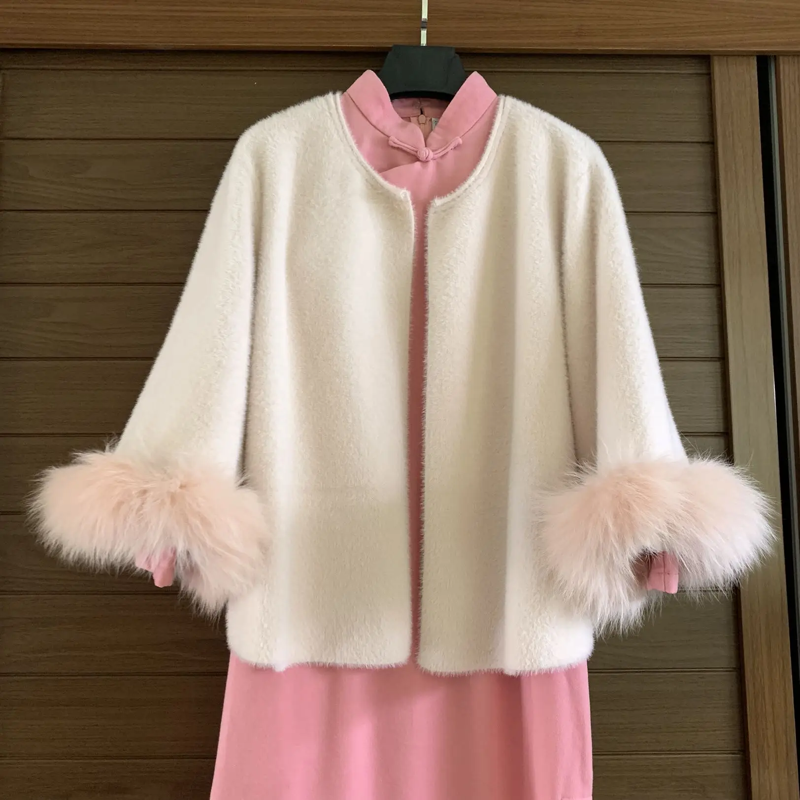 Новая Осенняя женская накидка из натурального Лисьего меха кардиган бежевый