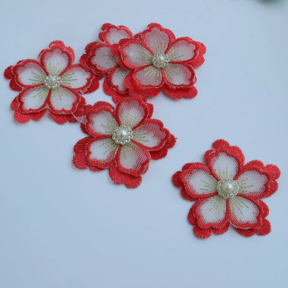 5 шт./лот 10 цветов 2 слойные Цветочные нашивки ручной работы для свадебного платья