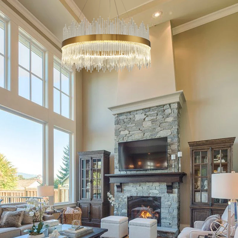 2021 Современная круглая хрустальная люстра для столовой Прямоугольный дизайн