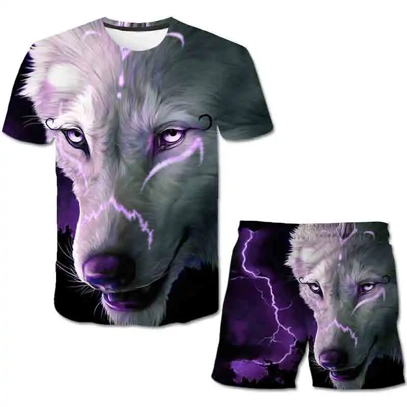 

Summer Kids The Wolf Clothes Sets Children High Absolutely Polyester Short T Shirt + Pants Animal Clothing Casual Kids Outfits