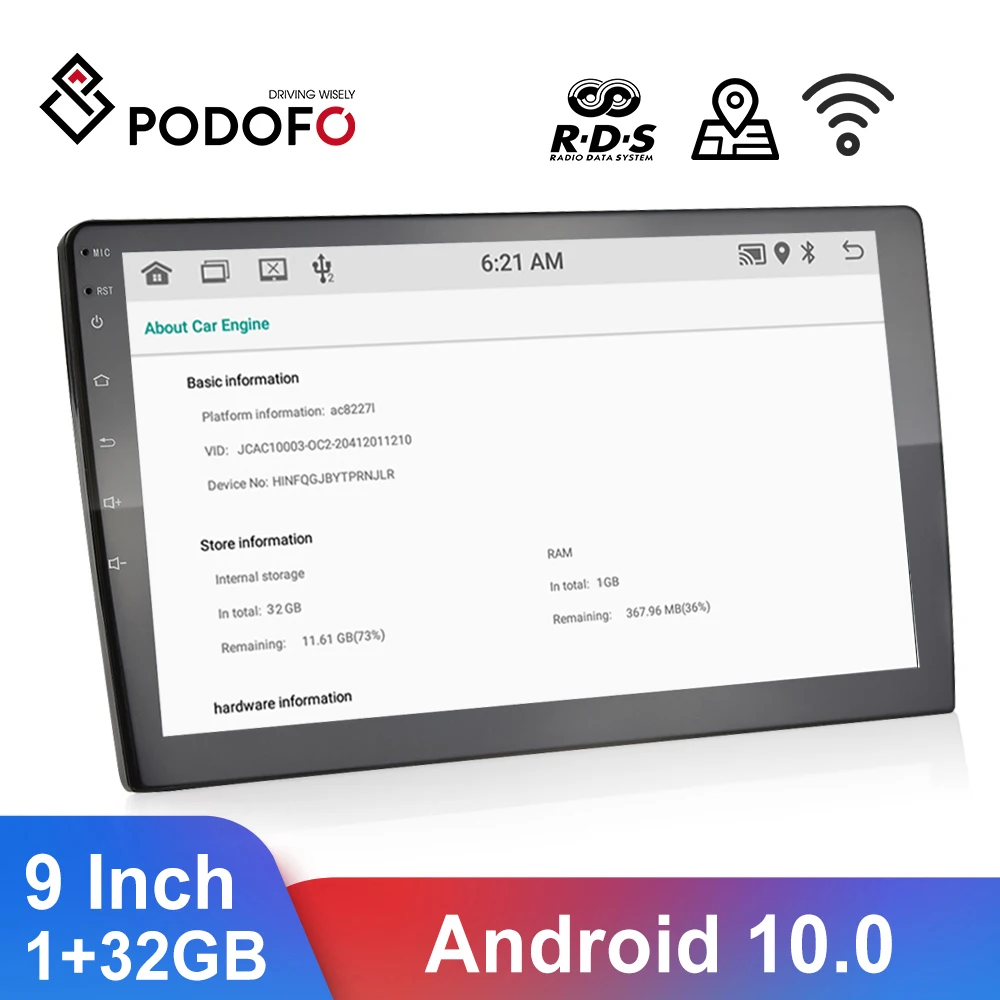 Автомагнитола Podofo стерео-система на Android с 9 &quotэкраном GPS 1 ГБ ОЗУ 32 Гб ПЗУ для