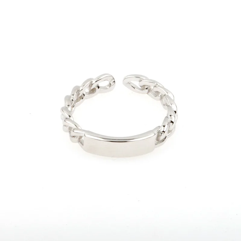 

100% Original Sterling 925 Silver Ring for Women Korean Open Adjustable Couples Ring Chain Design Smooth Ring Jewelry Female