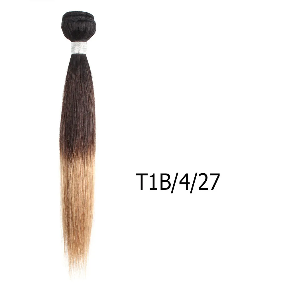 MOGUL HAIR T 1B 27 Омбре медовый блонд волосы на Трессах 3/4 пучков индийские прямые волосы не Реми человеческие волосы для наращивания 10-24 дюймов - Цвет волос: T1b/4/27
