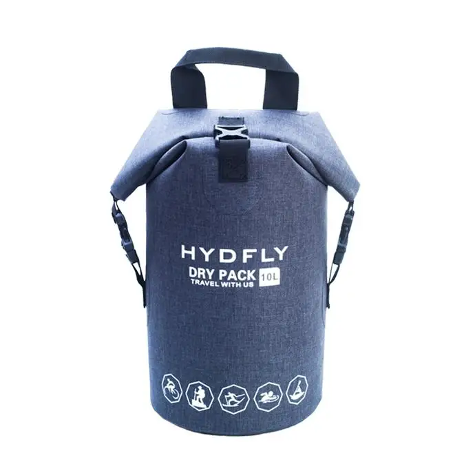 Серый цвет 10L Hydfly Спортивная герметичная водонепроницаемая сумка для сухого плавания, пляжная сумка для пляжа, сумка для воды, водонепроницаемая пляжная сумка для бассейна - Цвет: Серый цвет